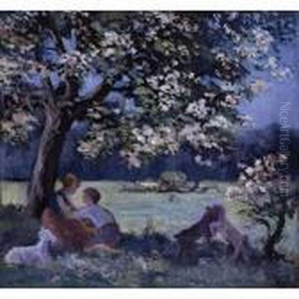 Scene Champetre Au Printemps Oil Painting by Maximilien Luce