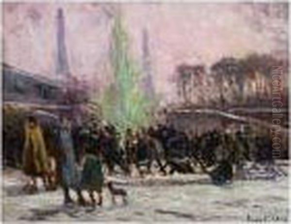 Le Jet D'eau Aux Tuileries Oil Painting by Maximilien Luce