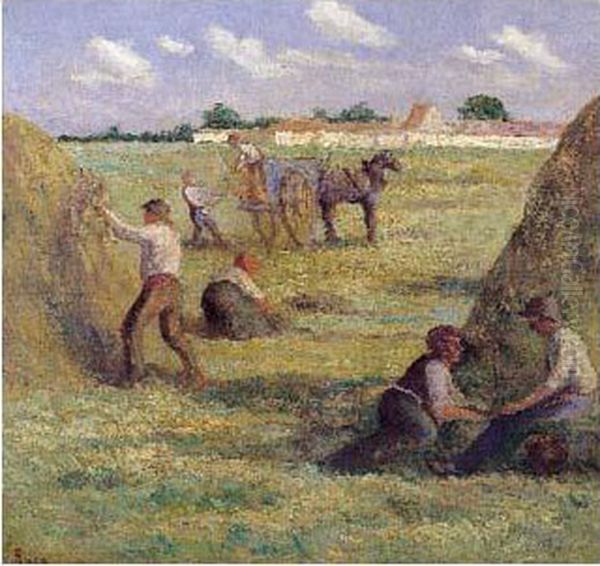 La Fenaison Oil Painting by Maximilien Luce