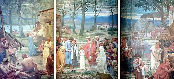 The meeting in Saint Germain Auxerre and St. Genevieve Oil Painting by Pierre-Cecile Puvis De Chavannes