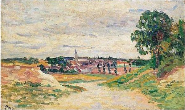 Paysage De Saint-ay, Signed, Oil On Board, 22 By 37 Cm., 8 5/8 By 14 5/8 In Oil Painting by Maximilien Luce