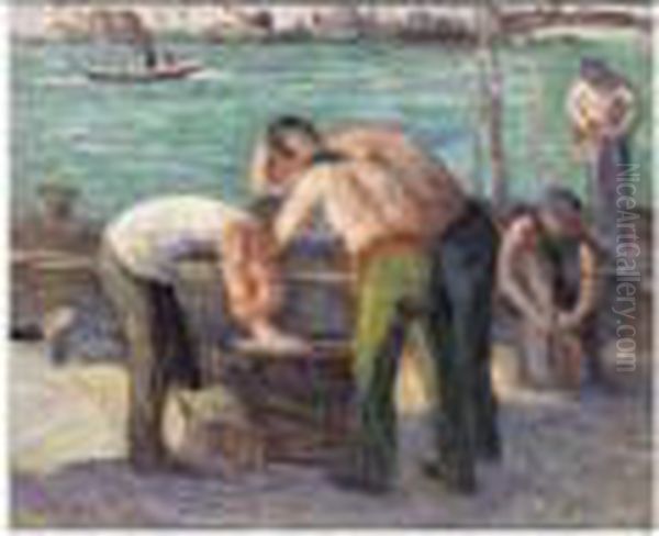 Les Travailleurs Oil Painting by Maximilien Luce