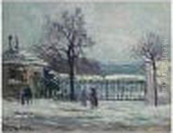 Signed, Dated 1917 And Inscribed La Porte De La Rue Gudin Oil Painting by Maximilien Luce