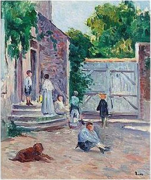 Cour De Ferme A Bessy-sur-cure Oil Painting by Maximilien Luce