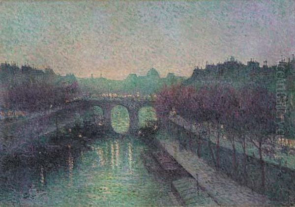 Le Pont-neuf. La Seine. Petit Bras Oil Painting by Maximilien Luce