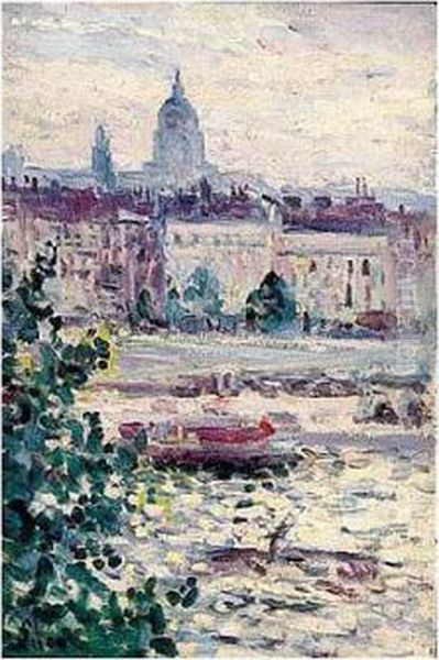 Paris, Les Bords De La Seine, Les Invalides Oil Painting by Maximilien Luce