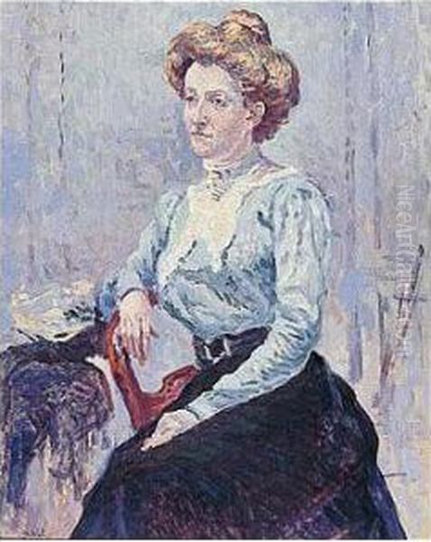 Portrait De Madame Feneon Oil Painting by Maximilien Luce