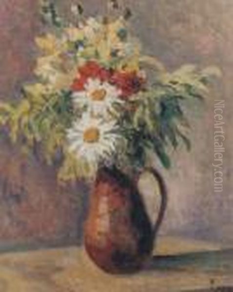 Pichet De Fleurs Oil Painting by Maximilien Luce