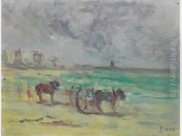 Ramasseurs De Varech En Bord De Mer. Oil Painting by Maximilien Luce