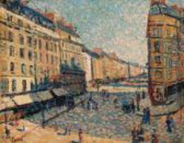 Rue De Paris Oil Painting by Maximilien Luce