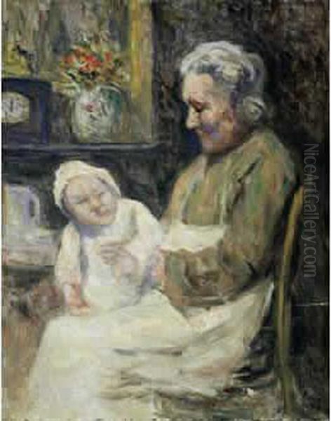 Grand-mere Et Petit Enfant Oil Painting by Maximilien Luce