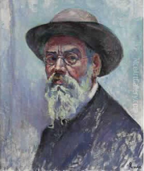 Autoportrait Au Chapeau (n.d.)
 55 X 46cm. Oil Painting by Maximilien Luce