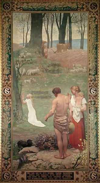 The Childhood of St. Genevieve Oil Painting by Pierre-Cecile Puvis De Chavannes