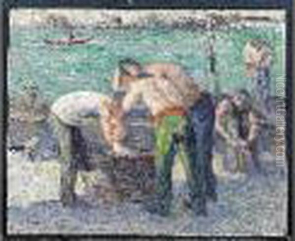 Pecheurs Au Port Oil Painting by Maximilien Luce