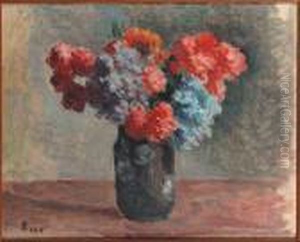 Flowers In A Vase Oil Painting by Maximilien Luce