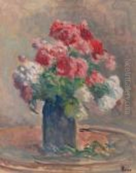 A Still Life With Flowers In A Vase Oil Painting by Maximilien Luce