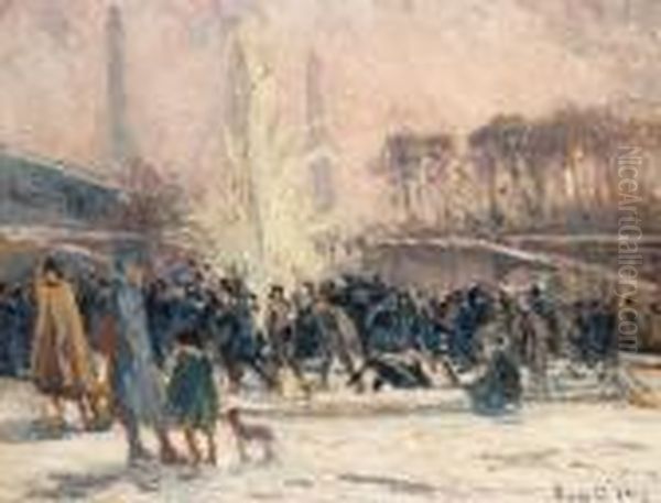 Les Jardins Des Tuilleries Oil Painting by Maximilien Luce