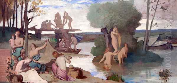 The River Oil Painting by Pierre-Cecile Puvis De Chavannes