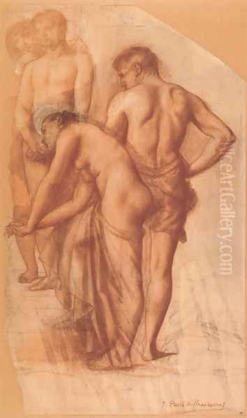 Study for Four Figures in 'Rest' Oil Painting by Pierre-Cecile Puvis De Chavannes