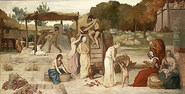 Cider study before 1865 Oil Painting by Pierre-Cecile Puvis De Chavannes