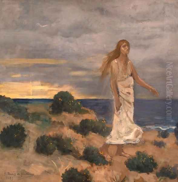 Woman on the Beach Oil Painting by Pierre-Cecile Puvis De Chavannes