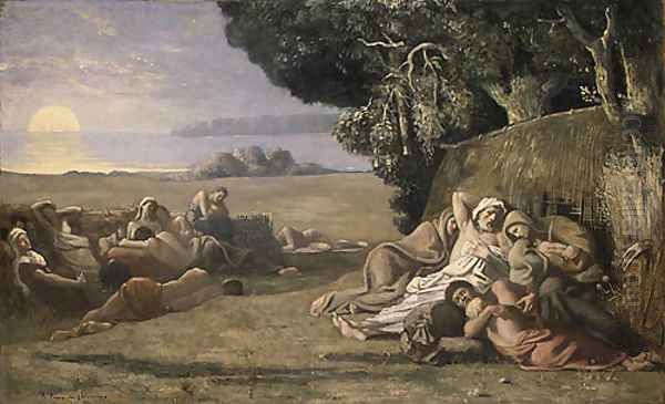 Sleep 1867 or 1870 Oil Painting by Pierre-Cecile Puvis De Chavannes