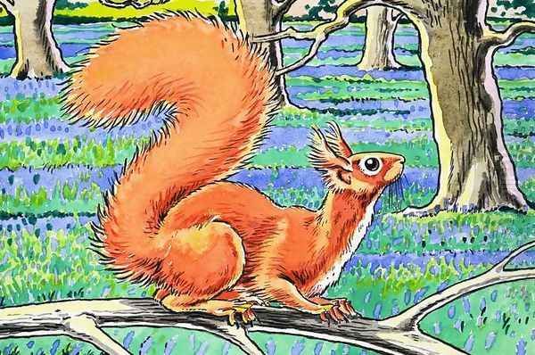 Little Red Squirrel 7 Oil Painting by Harry M. Pettit