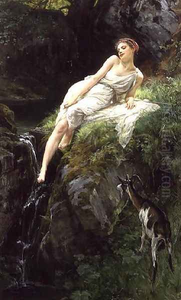 A Wood Nymph, 1886 Oil Painting by Robert Poetzelberger