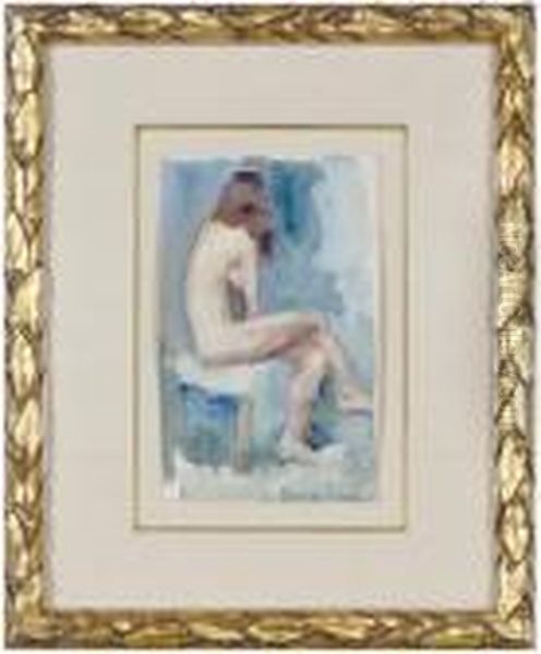 Seated Nude; And A Companion Seated Nude Oil Painting by George Luks