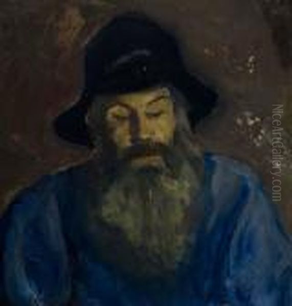 Bearded Man In A Cap Oil Painting by George Luks