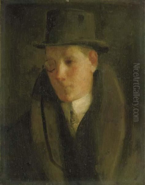 Man With A Monocle Oil Painting by George Luks