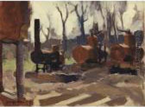 Industrial Landscape Oil Painting by George Luks