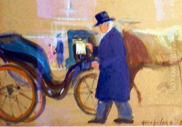 Horse And Carriage, New York City Oil Painting by George Luks