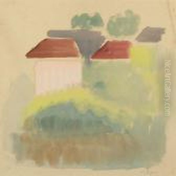 Landscape With Houses Oil Painting by Vilhelm Lundstrom