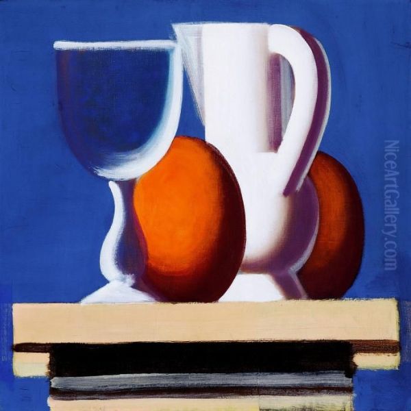 Still Life With Glass, White Jug And Two Oranges Oil Painting by Vilhelm Lundstrom