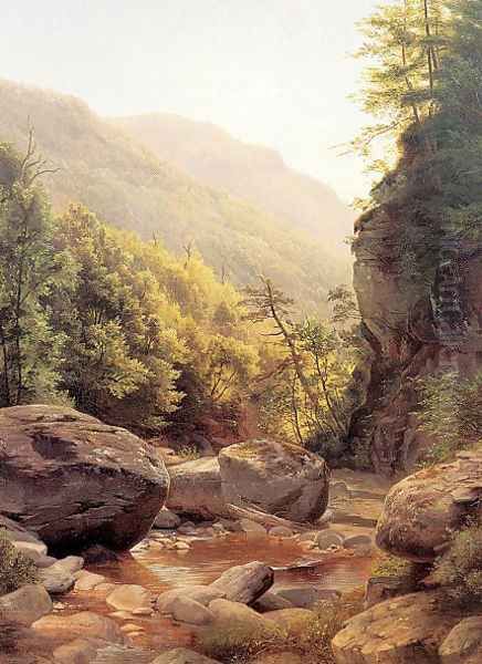 View in the Kaaterskill Cove 1858 Oil Painting by Harriet Cany Peale