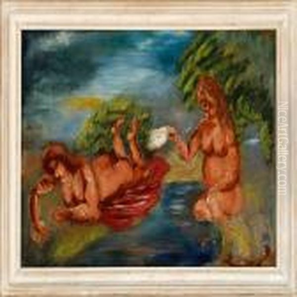 Bathing Scene Oil Painting by Vilhelm Lundstrom