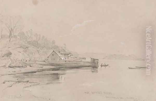 The Bathing Houses, Woolloomooloo Baym 1842 Oil Painting by John Skinner Prout