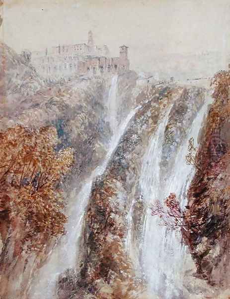 Landscape with a waterfall Oil Painting by John Skinner Prout