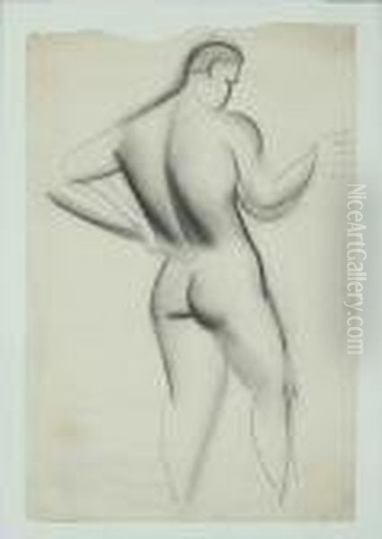 Standing Model. Unsigned. Verified On The Reverse Oil Painting by Vilhelm Lundstrom