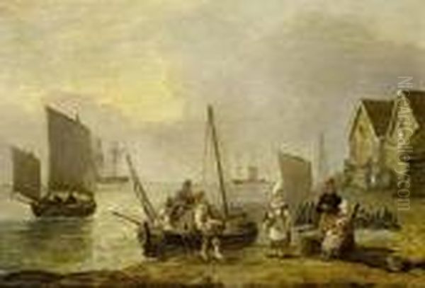 Unloading The Catch Oil Painting by Thomas Luny