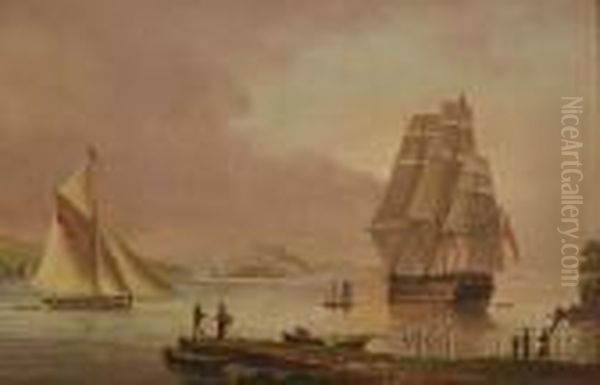 H.m.s. Implacable, 14 Guns Off Toward Point, Firth Ofclyde Oil Painting by Thomas Luny