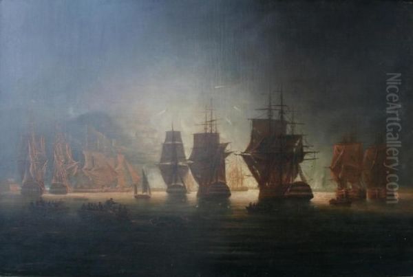 The Bombardment Of Algiers Oil Painting by Thomas Luny