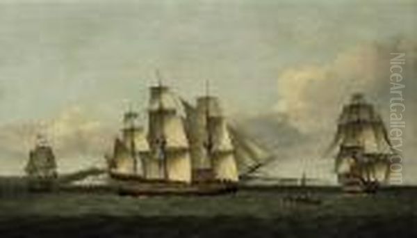 The British Merchantman 
Tyson 
 In Three Positions Off Dover,in-bound For London And Requesting A Pilot Oil Painting by Thomas Luny