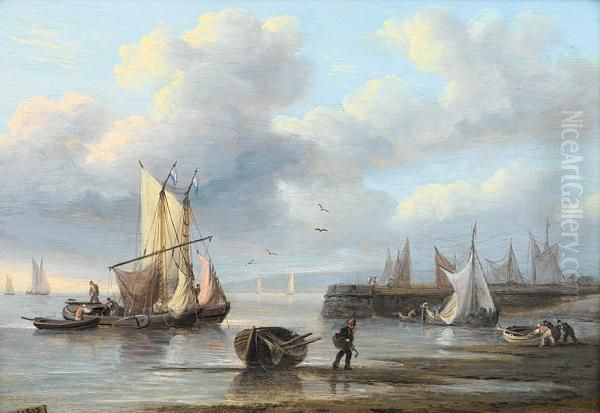 Low Tide Oil Painting by Thomas Luny