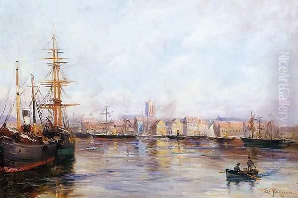 The Port Oil Painting by Edmond Marie Petitjean