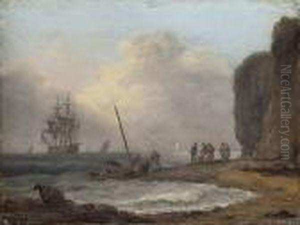 Sorting The Catch On The Devonshire Coast Oil Painting by Thomas Luny