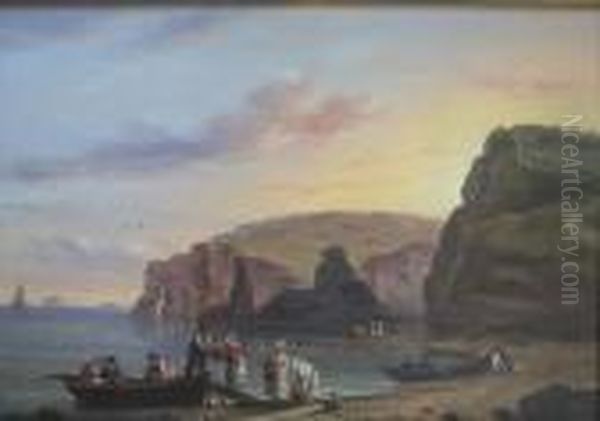 The Beach At Dawlish Signed And Dated 1831 Oil Painting by Thomas Luny