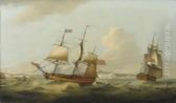 The Fully-rigged Merchantman 'minerva' In Twopositions Off Dover by Thomas Luny