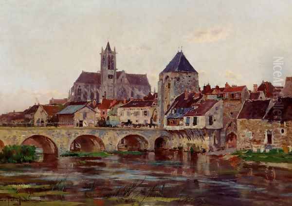 View Of Moret-Sur-Loing Oil Painting by Edmond Marie Petitjean